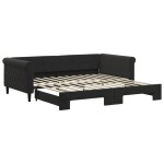 vidaXL Pat de zi cu extensie, negru, 100x200 cm, catifea