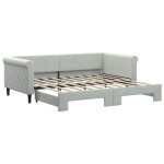 vidaXL Pat de zi cu extensie, gri deschis, 90x190 cm, catifea vidaXL Pat de zi cu extensie, gri deschis, 90x190 cm, catifea
