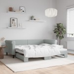 vidaXL Pat de zi cu extensie, gri deschis, 90x190 cm, catifea vidaXL Pat de zi cu extensie, gri deschis, 90x190 cm, catifea