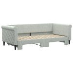 vidaXL Pat de zi cu extensie, gri deschis, 90x190 cm, catifea vidaXL Pat de zi cu extensie, gri deschis, 90x190 cm, catifea