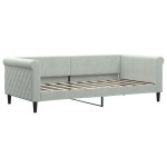 vidaXL Pat de zi cu extensie, gri deschis, 90x190 cm, catifea vidaXL Pat de zi cu extensie, gri deschis, 90x190 cm, catifea