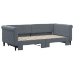 vidaXL Pat de zi cu extensie, gri închis, 90x190 cm, catifea vidaXL Pat de zi cu extensie, gri închis, 90x190 cm, catifea