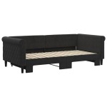 vidaXL Pat de zi cu extensie, negru, 90x190 cm, catifea vidaXL Pat de zi cu extensie, negru, 90x190 cm, catifea