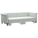 vidaXL Pat de zi cu extensie și saltele, gri deschis 80x200 cm catifea vidaXL Pat de zi cu extensie și saltele, gri deschis 80x200 cm catifea