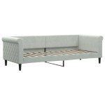 vidaXL Pat de zi cu extensie și saltele, gri deschis 80x200 cm catifea vidaXL Pat de zi cu extensie și saltele, gri deschis 80x200 cm catifea