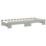 vidaXL Pat de zi cu extensie și saltele, gri deschis 80x200 cm catifea vidaXL Pat de zi cu extensie și saltele, gri deschis 80x200 cm catifea