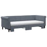 vidaXL Pat de zi cu extensie și saltele gri închis 80x200 cm catifea vidaXL Pat de zi cu extensie și saltele gri închis 80x200 cm catifea