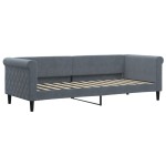 vidaXL Pat de zi cu extensie și saltele gri închis 80x200 cm catifea vidaXL Pat de zi cu extensie și saltele gri închis 80x200 cm catifea