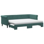 vidaXL Pat de zi cu extensie și saltele verde închis 80x200 cm catifea vidaXL Pat de zi cu extensie și saltele verde închis 80x200 cm catifea