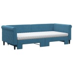 vidaXL Pat de zi cu extensie și saltea, albastru, 90x200 cm, catifea vidaXL Pat de zi cu extensie și saltea, albastru, 90x200 cm, catifea