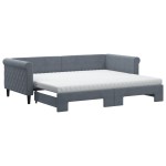 vidaXL Pat de zi cu extensie și saltele, gri închis 90x200 cm catifea vidaXL Pat de zi cu extensie și saltele, gri închis 90x200 cm catifea