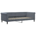 vidaXL Pat de zi cu extensie și saltele, gri închis 90x200 cm catifea vidaXL Pat de zi cu extensie și saltele, gri închis 90x200 cm catifea