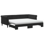 vidaXL Pat de zi cu extensie și saltea, negru, 90x200 cm, catifea vidaXL Pat de zi cu extensie și saltea, negru, 90x200 cm, catifea