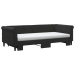 vidaXL Pat de zi cu extensie și saltea, negru, 90x200 cm, catifea vidaXL Pat de zi cu extensie și saltea, negru, 90x200 cm, catifea