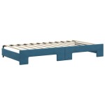 vidaXL Pat de zi cu extensie și saltele, albastru, 100x200 cm, catifea vidaXL Pat de zi cu extensie și saltele, albastru, 100x200 cm, catifea