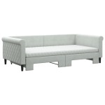 vidaXL Pat de zi cu extensie și saltele gri deschis 100x200 cm catifea vidaXL Pat de zi cu extensie și saltele gri deschis 100x200 cm catifea