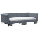 vidaXL Pat de zi cu extensie și saltele, gri închis 100x200 cm catifea