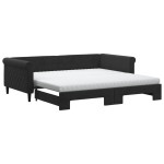 vidaXL Pat de zi cu extensie și saltele, negru, 100x200 cm, catifea