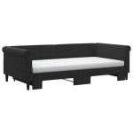 vidaXL Pat de zi cu extensie și saltele, negru, 100x200 cm, catifea