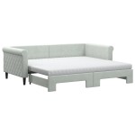 vidaXL Pat de zi cu extensie și saltele, gri deschis 90x190 cm catifea