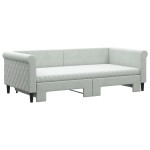 vidaXL Pat de zi cu extensie și saltele, gri deschis 90x190 cm catifea