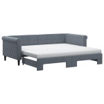 vidaXL Pat de zi cu extensie și saltele, gri închis, 90x190 cm catifea vidaXL Pat de zi cu extensie și saltele, gri închis, 90x190 cm catifea