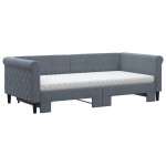 vidaXL Pat de zi cu extensie și saltele, gri închis, 90x190 cm catifea vidaXL Pat de zi cu extensie și saltele, gri închis, 90x190 cm catifea
