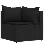 vidaXL Set mobilier relaxare grădină 4 piese cu perne poliratan negru