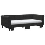 vidaXL Pat de zi cu extensie și saltele, negru, 90x190 cm, catifea