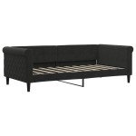 vidaXL Pat de zi cu extensie și saltele, negru, 90x190 cm, catifea
