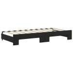 vidaXL Pat de zi cu extensie și saltele, negru, 90x190 cm, catifea