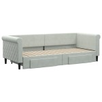 vidaXL Pat de zi cu extensie și sertare, gri deschis 80x200 cm catifea