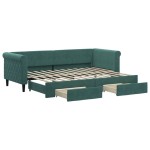 vidaXL Pat de zi cu extensie și sertare verde închis 80x200 cm catifea