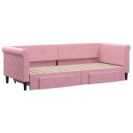 vidaXL Pat de zi cu extensie și sertare, roz, 80x200 cm, catifea vidaXL Pat de zi cu extensie și sertare, roz, 80x200 cm, catifea