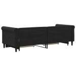 vidaXL Pat de zi cu extensie și sertare, negru, 80x200 cm, catifea