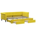 vidaXL Pat de zi cu extensie și sertare, galben, 80x200 cm, catifea vidaXL Pat de zi cu extensie și sertare, galben, 80x200 cm, catifea