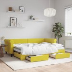 vidaXL Pat de zi cu extensie și sertare, galben, 80x200 cm, catifea vidaXL Pat de zi cu extensie și sertare, galben, 80x200 cm, catifea