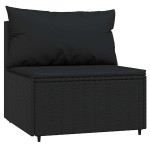 vidaXL Set mobilier de grădină cu perne, 3 piese, negru, poliratan vidaXL Set mobilier de grădină cu perne, 3 piese, negru, poliratan
