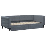 vidaXL Pat de zi cu extensie și sertare gri închis 90x200 cm catifea