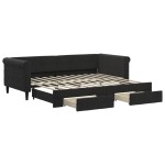 vidaXL Pat de zi cu extensie și sertare, negru, 90x200 cm, catifea vidaXL Pat de zi cu extensie și sertare, negru, 90x200 cm, catifea