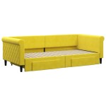 vidaXL Pat de zi cu extensie și sertare, galben, 90x200 cm, catifea vidaXL Pat de zi cu extensie și sertare, galben, 90x200 cm, catifea