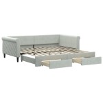 vidaXL Pat de zi cu extensie și sertare gri deschis 100x200 cm catifea