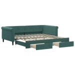 vidaXL Pat de zi cu extensie și sertare verde închis 100x200cm catifea