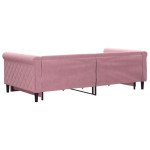 vidaXL Pat de zi cu extensie și sertare, roz, 100x200 cm, catifea vidaXL Pat de zi cu extensie și sertare, roz, 100x200 cm, catifea