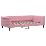 vidaXL Pat de zi cu extensie și sertare, roz, 100x200 cm, catifea vidaXL Pat de zi cu extensie și sertare, roz, 100x200 cm, catifea