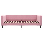 vidaXL Pat de zi cu extensie și sertare, roz, 100x200 cm, catifea vidaXL Pat de zi cu extensie și sertare, roz, 100x200 cm, catifea