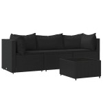 vidaXL Set mobilier relaxare grădină 4 piese cu perne poliratan negru