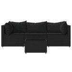 vidaXL Set mobilier relaxare grădină 4 piese cu perne poliratan negru