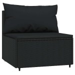 vidaXL Set mobilier relaxare grădină 4 piese cu perne poliratan negru