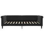 vidaXL Pat de zi cu extensie și sertare, negru, 100x200 cm, catifea